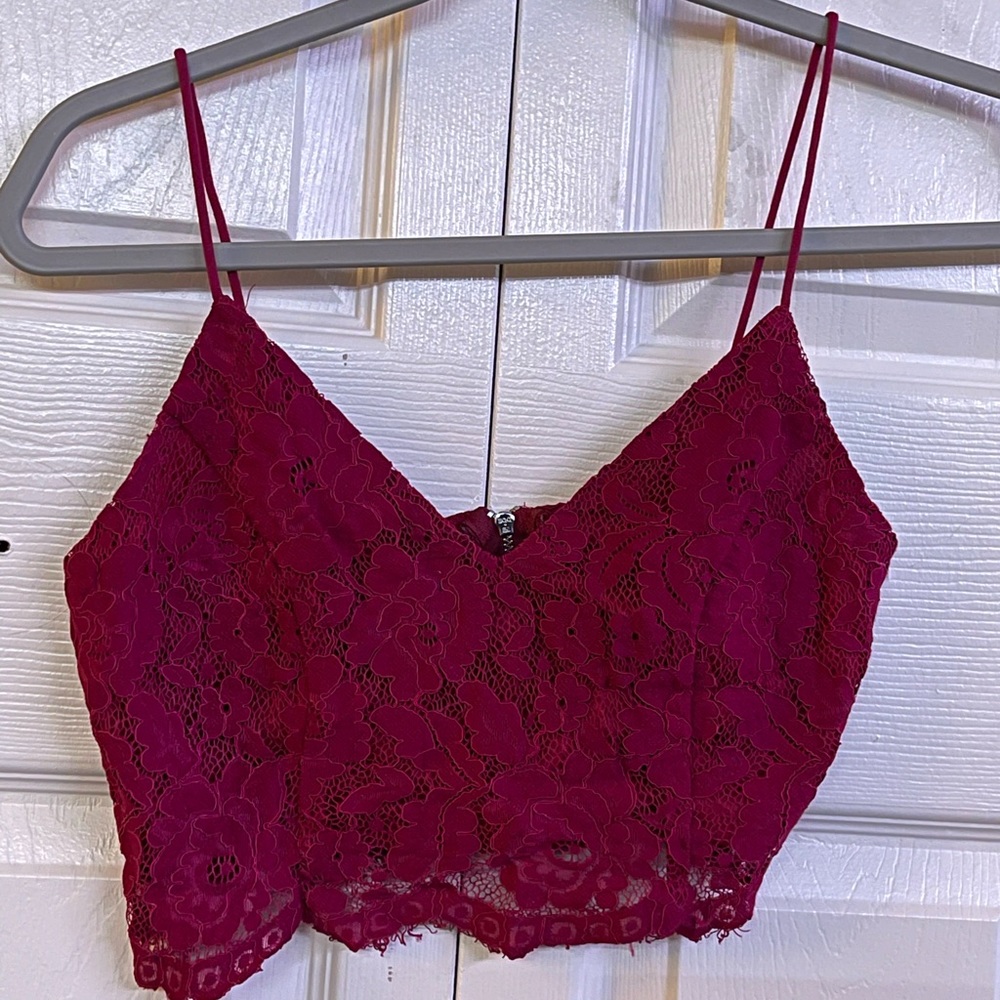 Red crop top tank top